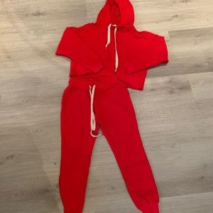 SUPER CUTE COZY RED SWEATSUIT